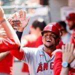 SEATTLE, WASHINGTON - JULY 11: Jose Rojas #18 of the Los Angeles Angels reacts after scoring a run against the Seattle Mariners during the fifth inning at T-Mobile Park on July 11, 2021 in Seattle, Washington. (Photo by Steph Chambers/Getty Images)
