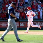 ANAHEIM, CALIFORNIA - JULY 18: Shohei Ohtani #17 of the Los Angeles Angels runs around the bases after hitting a two run home run during the ninth inning against the Seattle Mariners at Angel Stadium of Anaheim on July 18, 2021 in Anaheim, California. (Photo by Katelyn Mulcahy/Getty Images)