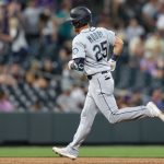 DENVER, COLORADO - JULY 20: Dylan Moore #25 of the Seattle Mariners circles the bases after hitting a 2 RBI home run against the Colorado Rockies in the sixth inning at Coors Field on July 20, 2021 in Denver, Colorado. (Photo by Matthew Stockman/Getty Images)