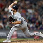 DENVER, COLORADO - JULY 20: Pitcher Kendall Graveman #49 of the Seattle Mariners throws against the Colorado Rockies in the ninth inning at Coors Field on July 20, 2021 in Denver, Colorado. (Photo by Matthew Stockman/Getty Images)