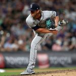 DENVER, COLORADO - JULY 20: Pitcher Drew Steckenrider #16 of the Seattle Mariners throws against the Colorado Rockies in the seventh inning at Coors Field on July 20, 2021 in Denver, Colorado. (Photo by Matthew Stockman/Getty Images)