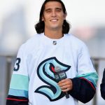 SEATTLE, WASHINGTON - JULY 21: Brandon Tanev is interviewed after being drafted by the Seattle Kraken during the 2021 NHL Expansion Draft at Gas Works Park on July 21, 2021 in Seattle, Washington. The Kraken is the National Hockey League's newest franchise and will begin play in October 2021. (Photo by Alika Jenner/Getty Images)