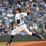 SEATTLE, WASHINGTON - JULY 24: Logan Gilbert #36 of the Seattle Mariners throws a pitch during the first inning of the game against the Oakland Athletics at T-Mobile Park on July 24, 2021 in Seattle, Washington. (Photo by Alika Jenner/Getty Images)