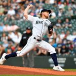 SEATTLE, WASHINGTON - JULY 26: Darren McCaughan #45 of the Seattle Mariners throws a pitch during the second inning against the Houston Astros at T-Mobile Park on July 26, 2021 in Seattle, Washington. (Photo by Alika Jenner/Getty Images)