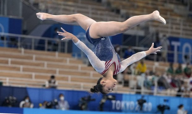 Sunisa Lee, of the United States, performs on the balance beam during the artistic gymnastics women...