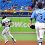 ST PETERSBURG, FLORIDA - AUGUST 02: Ty France #23 of the Seattle Mariners runs the bases after hitting a home run off of Chris Mazza #15 of the Tampa Bay Rays in the seventh inning at Tropicana Field on August 02, 2021 in St Petersburg, Florida. (Photo by Julio Aguilar/Getty Images)