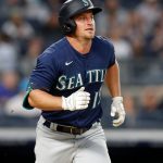 NEW YORK, NEW YORK - AUGUST 05:  Kyle Seager #15 of the Seattle Mariners watches the flight of his fourth inning home run against the New York Yankees at Yankee Stadium on August 05, 2021 in New York City. (Photo by Jim McIsaac/Getty Images)