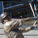 SEATTLE, WASHINGTON - AUGUST 11: A general view of the newly unveiled statue of former Seattle Mariners great Edgar Martinez overlooking Edgar Martinez Drive on the south side of T-Mobile Park before the game between the Mariners and the Texas Rangers on August 11, 2021 in Seattle, Washington. (Photo by Alika Jenner/Getty Images)