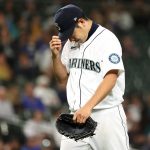 SEATTLE, WASHINGTON - AUGUST 26: Yusei Kikuchi #18 of the Seattle Mariners reacts after being removed from the game in the sixth inning for loading the bases against the Kansas City Royals at T-Mobile Park on August 26, 2021 in Seattle, Washington. (Photo by Abbie Parr/Getty Images)