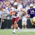 SEATTLE, WASHINGTON - SEPTEMBER 04: Camron Humphrey #2 of the Montana Grizzlies carries the ball during the second quarter against the Washington Huskies at Husky Stadium on September 04, 2021 in Seattle, Washington. (Photo by Steph Chambers/Getty Images)