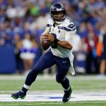 INDIANAPOLIS, INDIANA - SEPTEMBER 12: Seattle Seahawks quarterback Russell Wilson #3 looks to pass during the game against the Indianapolis Colts at Lucas Oil Stadium on September 12, 2021 in Indianapolis, Indiana. (Photo by Michael Hickey/Getty Images)
