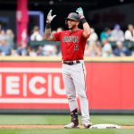 SEATTLE, WASHINGTON - SEPTEMBER 12: David Peralta #6 of the Arizona Diamondbacks reacts during the sixth inning against the Seattle Mariners at T-Mobile Park on September 12, 2021 in Seattle, Washington. (Photo by Steph Chambers/Getty Images)