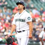 SEATTLE, WASHINGTON - SEPTEMBER 15: Marco Gonzales #7 of the Seattle Mariners reacts while walking back to the dugout after pitching a two-run second inning against the Boston Red Sox at T-Mobile Park on September 15, 2021 in Seattle, Washington. (Photo by Abbie Parr/Getty Images)