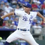 KANSAS CITY, MISSOURI - SEPTEMBER 18:  Kris Bubic #50 of the Kansas City Royals throws in the first inning against the Seattle Mariners at Kauffman Stadium on September 18, 2021 in Kansas City, Missouri. (Photo by Ed Zurga/Getty Images)