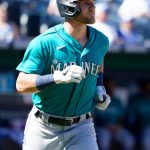 KANSAS CITY, MISSOURI - SEPTEMBER 19:  Jake Bauers #5 of the Seattle Mariners runs the bases after hitting a home run against the Kansas City Royals in the third inning at Kauffman Stadium on September 19, 2021 in Kansas City, Missouri. (Photo by Ed Zurga/Getty Images)
