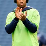 SEATTLE, WASHINGTON - SEPTEMBER 19: Quarterback Russell Wilson #3 of the Seattle Seahawks during the pregame warm-ups before the game against the Tennessee Titans at Lumen Field on September 19, 2021 in Seattle, Washington. (Photo by Steph Chambers/Getty Images)