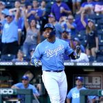 KANSAS CITY, MISSOURI - SEPTEMBER 19:  Salvador Perez #13 of the Kansas City Royals reacts after the ball goes foul in the ninth inning against the Seattle Mariners at Kauffman Stadium on September 19, 2021 in Kansas City, Missouri. (Photo by Ed Zurga/Getty Images)