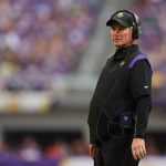 MINNEAPOLIS, MINNESOTA - SEPTEMBER 26: Head coach Mike Zimmer of the Minnesota Vikings looks on during the first half in the game against the Seattle Seahawks at U.S. Bank Stadium on September 26, 2021 in Minneapolis, Minnesota. (Photo by Adam Bettcher/Getty Images)