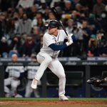 SEATTLE, WASHINGTON - SEPTEMBER 29: Jarred Kelenic #10 of the Seattle Mariners waits for a pitch during the second inning against the Oakland Athletics at T-Mobile Park on September 29, 2021 in Seattle, Washington. (Photo by Alika Jenner/Getty Images)