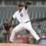 
              Detroit Tigers pitcher Wily Peralta winds up during the first inning of the team's baseball game against the Milwaukee Brewers in Detroit, Tuesday, Sept. 14, 2021. (AP Photo/Lon Horwedel)
            