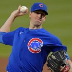 
              Chicago Cubs starting pitcher Kyle Hendricks delivers during the first inning of a baseball game against the Pittsburgh Pirates in Pittsburgh, Wednesday, Sept. 29, 2021. (AP Photo/Gene J. Puskar)
            