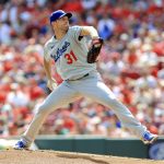
              Los Angeles Dodgers' Max Scherzer throws during the first inning of a baseball game against the Cincinnati Reds in Cincinnati, Saturday, Sept. 18, 2021. (AP Photo/Aaron Doster)
            