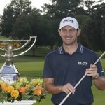 
              Patrick Cantlay poses with the trophies after winning the Tour Championship golf tournament and the FedEx Cup at East Lake Golf Club, Sunday, Sept. 5, 2021, in Atlanta. (AP Photo/Brynn Anderson)
            