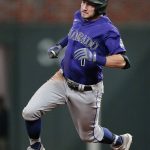 
              Colorado Rockies second baseman Garrett Hampson (1) rounds the bases on his way to a triple in the sixth inning of a baseball game against the Atlanta Braves Tuesday, Sept. 14, 2021, in Atlanta. (AP Photo/John Bazemore)
            