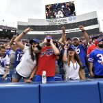 
              Fans cheer during the second half of an NFL football game between the Buffalo Bills and the Pittsburgh Steelers in Orchard Park, N.Y., Sunday, Sept. 12, 2021. (AP Photo/Joshua Bessex)
            