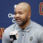 
              Cleveland Cavaliers head coach JB Bickerstaff is interviewed during the NBA basketball team's media day, Monday, Sept. 27, 2021, in Independence, Ohio. (AP Photo/Ron Schwane)
            