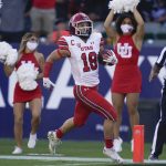 
              Utah wide receiver Britain Covey (18) runs to the end zone for a touchdown during the first half of an NCAA college football game against San Diego State Saturday, Sept. 18, 2021, in Carson, Calif. (AP Photo/Ashley Landis)
            