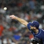 
              Tampa Bay Rays starting pitcher Michael Wacha throws against the Houston Astros during the fifth inning of a baseball game Tuesday, Sept. 28, 2021, in Houston. (AP Photo/David J. Phillip)
            