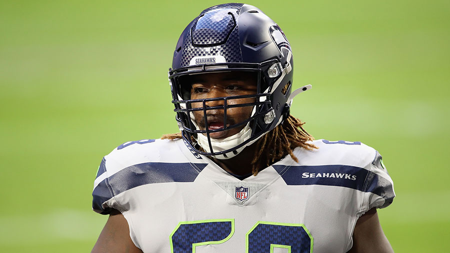 Seattle Seahawks guard Damien Lewis (68) gets set during an NFL