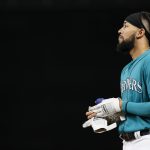 SEATTLE, WASHINGTON - OCTOBER 01: J.P. Crawford #3 of the Seattle Mariners reacts during the fifth inning against the Los Angeles Angels at T-Mobile Park on October 01, 2021 in Seattle, Washington. (Photo by Steph Chambers/Getty Images)