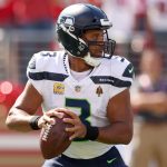SANTA CLARA, CALIFORNIA - OCTOBER 03: Russell Wilson #3 of the Seattle Seahawks looks to throw the ball during the first half against the San Francisco 49ers at Levi's Stadium on October 03, 2021 in Santa Clara, California. (Photo by Ezra Shaw/Getty Images)