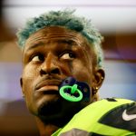 SEATTLE, WASHINGTON - OCTOBER 07: Wide receiver DK Metcalf #14 of the Seattle Seahawks looks on in the second half against the Los Angeles Rams at Lumen Field on October 07, 2021 in Seattle, Washington. (Photo by Steph Chambers/Getty Images)