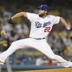
              Los Angeles Dodgers starting pitcher Clayton Kershaw (22) throws during the first inning of a baseball game Friday, Sept. 1, 2021, in Los Angeles. (AP Photo/Ashley Landis)
            