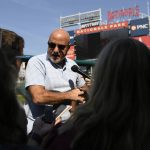 
              Washington Nationals general manager Mike Rizzo talks to the media before a baseball game against the Boston Red Sox, Sunday, Oct. 3, 2021, in Washington. (AP Photo/Nick Wass)
            