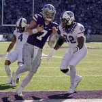 
              Kansas State quarterback Skylar Thompson (7) runs into the end zone to score a touchdown during the first half of an NCAA college football game against TCU, Saturday, Oct. 30, 2021, in Manhattan, Kan. (AP Photo/Charlie Riedel)
            