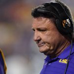 
              LSU head coach Ed Orgeron walks on the sideline during a timeout in the second half of an NCAA college football game against Auburn in Baton Rouge, La., Saturday, Oct. 2, 2021. Auburn won 24-19. (AP Photo/Gerald Herbert)
            