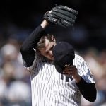 
              New York Yankees pitcher Jordan Montgomery reacts during the third inning of a baseball game against the Tampa Bay Rays on Saturday, Oct. 2, 2021, in New York. (AP Photo/Adam Hunger)
            