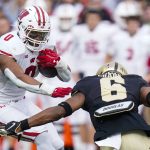 
              Wisconsin running back Braelon Allen (0) tries to get past Purdue linebacker Jalen Graham (6) during the first half of an NCAA college football game in West Lafayette, Ind., Saturday, Oct. 23, 2021. (AP Photo/Michael Conroy)
            