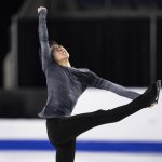 
              Nathan Chen, of the United States, performs his men's short program during the Skate Canada figure skating competition in Vancouver, British Columbia, Friday, Oct. 29, 2021. (Darryl Dyck/The Canadian Press via AP)
            