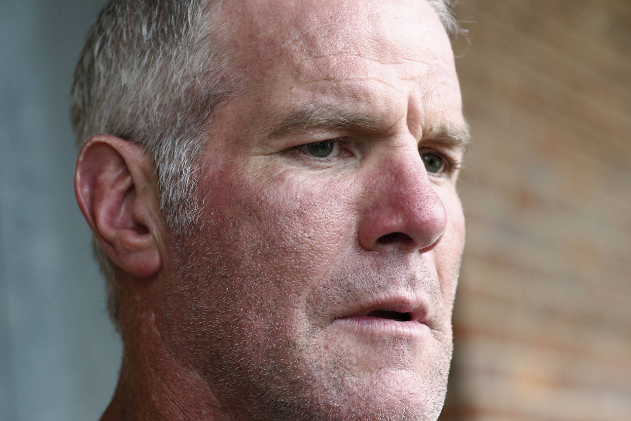 FILE - In this Oct. 17, 2018, file photo, former NFL quarterback Brett Favre speaks with reporters ...