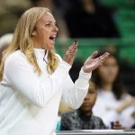 
              Baylor head coach Nicki Collen instructs her team in the second half of an exhibition NCAA college basketball game against West Texas A&M in Waco, Texas, Wednesday, Nov. 3, 2021. (AP Photo/Tony Gutierrez)
            