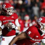 
              Rutgers quarterback Noah Vedral (0) looks to pass against Maryland during the first half of an NCAA football game, Saturday, Nov. 27, 2021, in Piscataway, N.J. (AP Photo/Noah K. Murray)
            