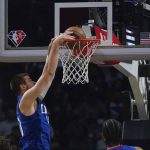 
              Los Angeles Clippers center Ivica Zubac (40) dunks the ball during the first half of an NBA basketball game against the Portland Trail Blazers in Los Angeles, Tuesday, Nov. 9, 2021. (AP Photo/Ashley Landis)
            