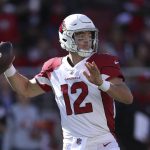 
              Arizona Cardinals quarterback Colt McCoy (12) passes against the San Francisco 49ers during the first half of an NFL football game in Santa Clara, Calif., Sunday, Nov. 7, 2021. (AP Photo/Jed Jacobsohn)
            