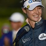 
              Nelly Korda talks to the crowd gathered at the 18th green after winning the LPGA Pelican Women's Championship golf tournament at Pelican Golf Club, Sunday, Nov. 14, 2021, in Belleair, Fla. (AP Photo/Steve Nesius)
            