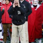 
              Rutgers head coach Greg Schiano coaches against Maryland during the second half of an NCAA college football game, Saturday, Nov. 27, 2021, in Piscataway, N.J. Maryland won 40-16. (AP Photo/Noah K. Murray)
            
